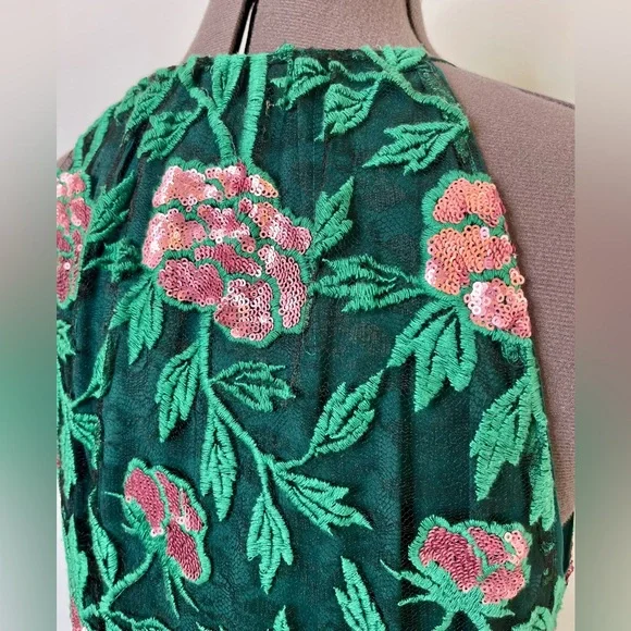 Belle Badgley Mischka Green Pink Sundress - Picture 5 of 11